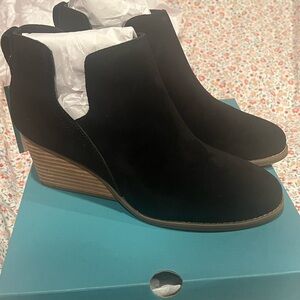 Toms Black Suede Ankle Booties